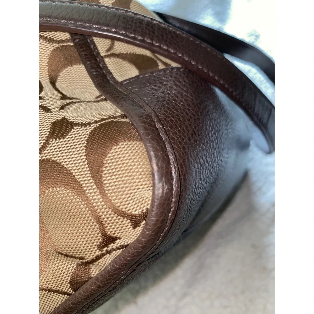 Rare Coach‎ Signature C Park Signature KT Zip Satchel Khaki/Brown 3 Zipper Pu se